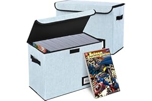 YNSZAS 2 Pack Comic Book Storage Box, Comic Protector Organizer, 15.8" X 7.8" X 11.8", Collapsible Comic Short Box, Holds 160