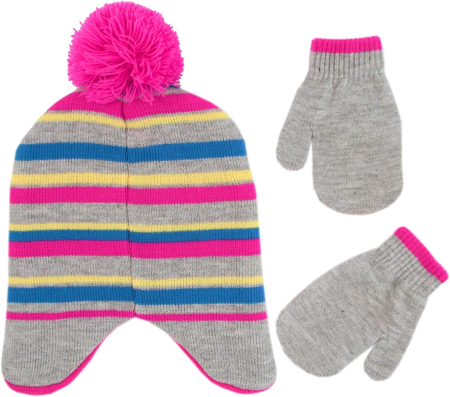 Disney Girl Winter Hat Set, Minnie Mouse Kids Beanie and Gloves Or Mittens for Age 4-7: Clothing