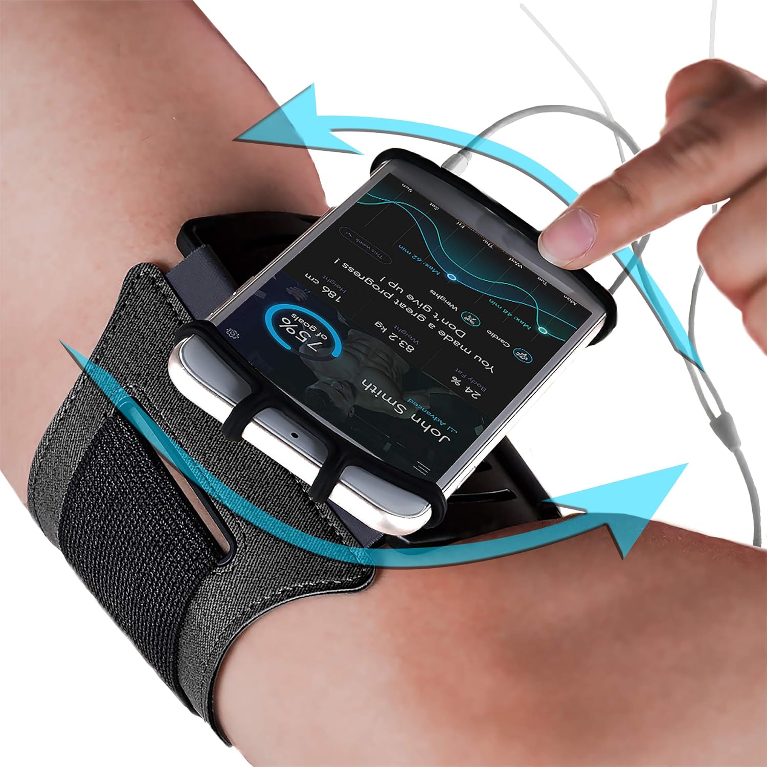 Sports Armband: Cell Phone Holder Case Arm Band Strap Pouch Mobile Exercise Running Workout For Apple iPhone 6 6S 7 8 X Plus Touch Android Samsung Galaxy S5 S6 S7 S8 S9 Note 8 5 Edge Pixel (Rotatable)