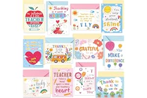 GRADESIN 36 Pack Teacher Appreciation Cards Bulk with Envelopes - 300GSM Thick and Blank Teacher Thank You Cards for Teacher Appreciation Week Best Teacher of the Year Teachers Day