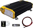 Krieger 1500 Watts Power Inverter 12V to 110V, Modified Sine Wave Car Inverter, Dual 110 Volt AC Outlets, DC to AC Converter with Installation Kit Included - MET Approved to UL and CSA Standards