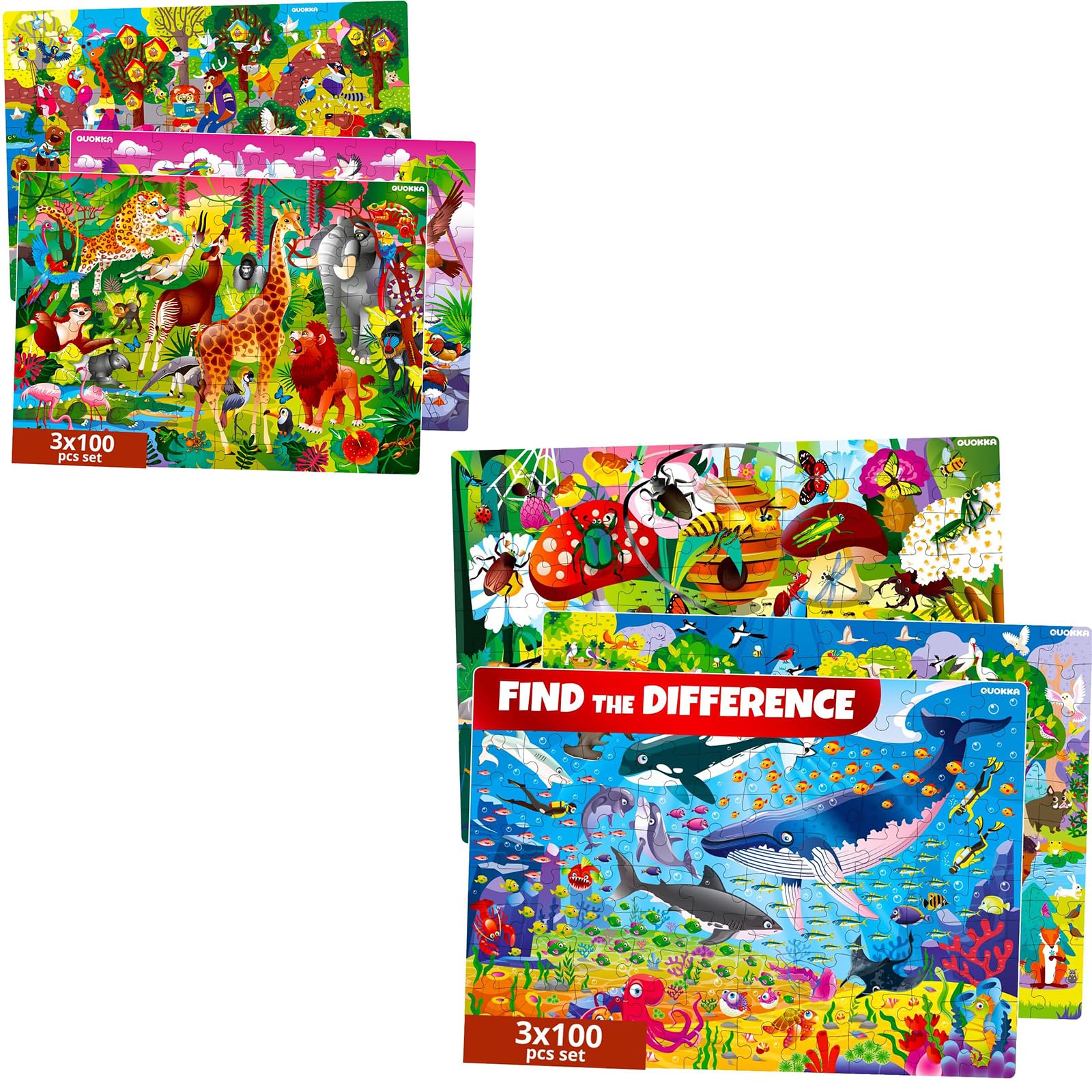 QUOKKA Multipack of 6 Kids Puzzles for Boys and Girls