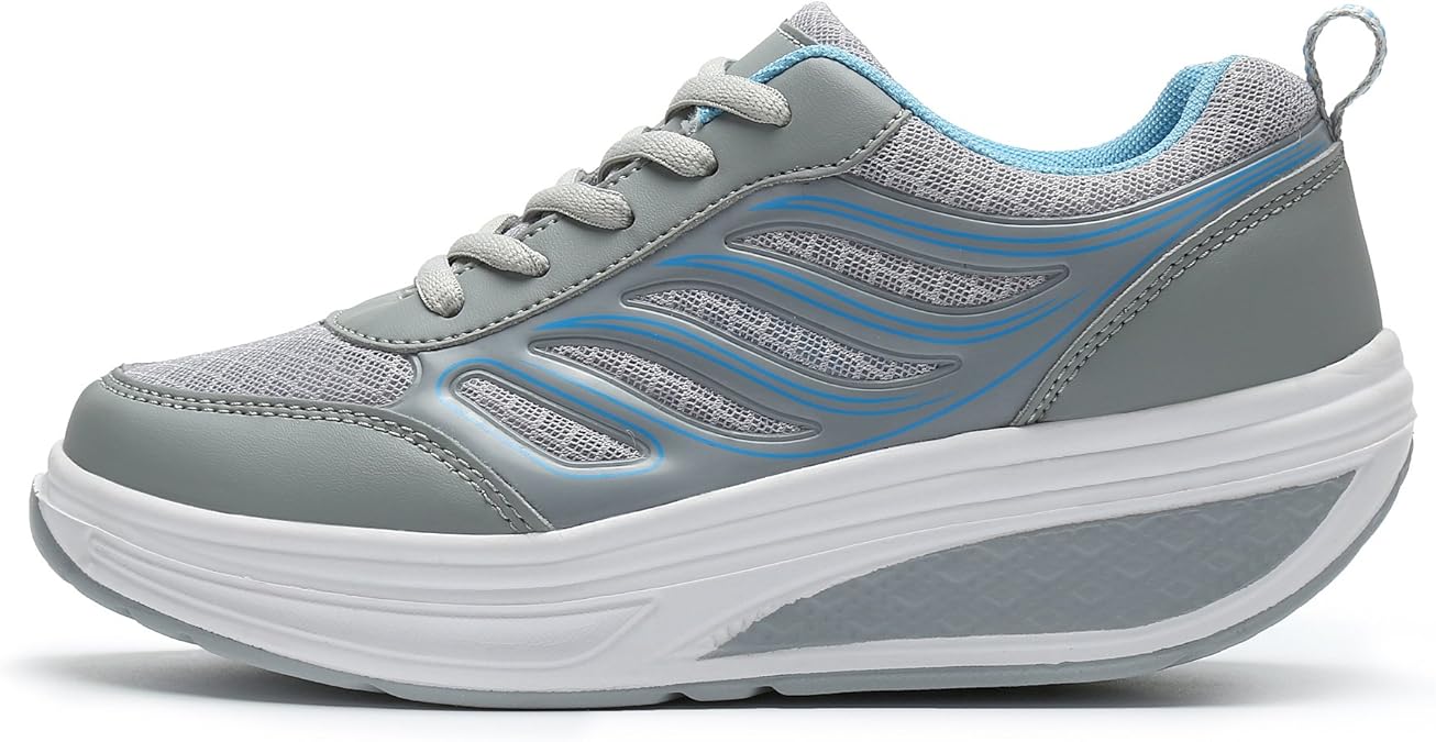 SAGUARO Platform Toning Rocker Shoes Womens Tennis Sneakers Wedges