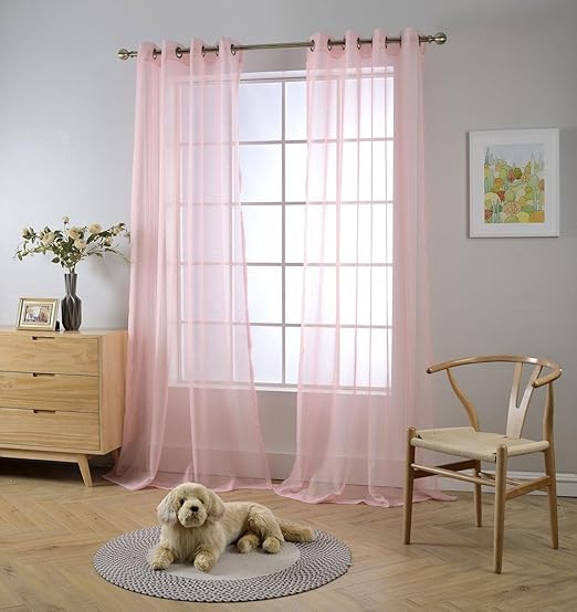 Amazon Com Miuco 2 Panels Grommet Textured Solid Sheer Curtains