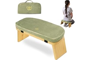 Florensi Meditation Bench - Bamboo, Foldable & Ergonomic Meditation Stool - Sturdy Prayer Bench with Meditation Cushion, Comfortable for Kneeling or Sitting - Perfect for Deeper & Longer Meditation