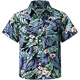 Boy Hawaiian Shirt Floral Print Shirt Short Sleeve Button Down Summer Beach Tops for Kids
