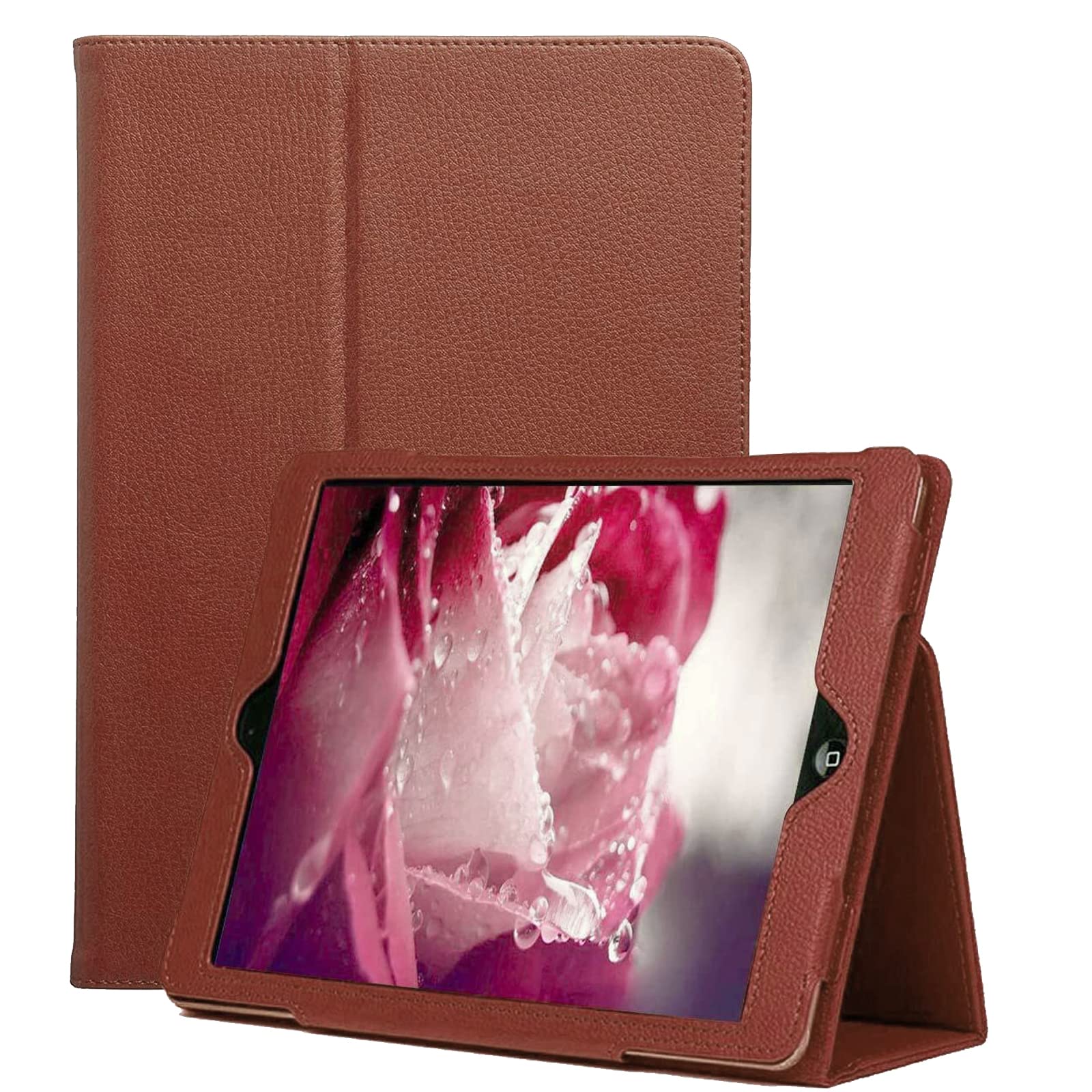 Leather Flip Stand Folio Case Plain Cover for Apple iPad Air 1st generation A1474 A1475 A1476 (Brown)