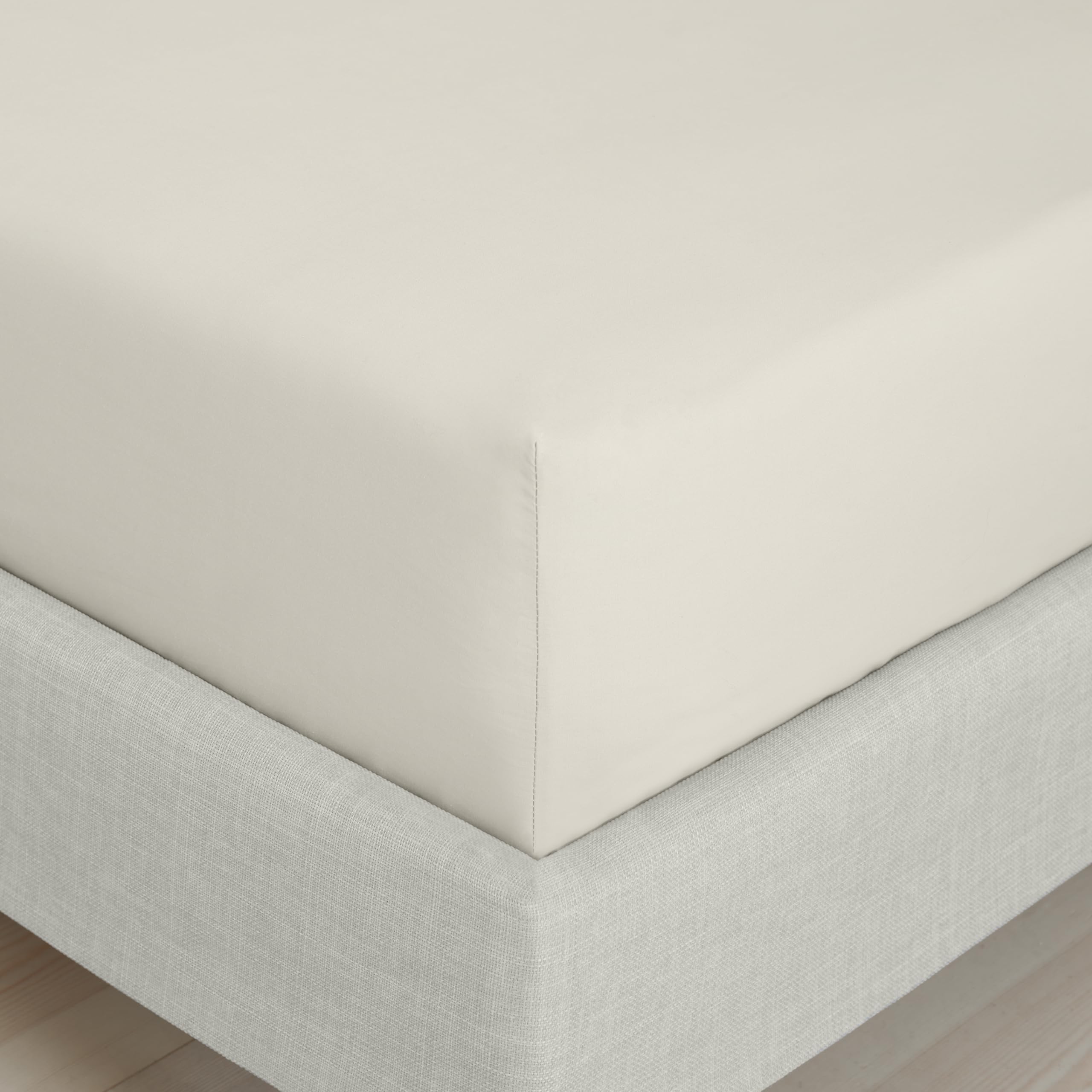 Bianca 200 Thread Count Cotton Percale King Extra Deep Fitted Sheet Natural — image 1