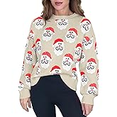 Women's Ugly Christmas Sweaters Funny Santa Pattern Cute Xmas Holiday Party Long Sleeve Knit Pullover Tops
