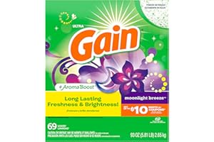 Gain Powder Laundry Detergent for Regular and HE Washers, Moonlight Breeze Scent, 93 ounces (Packaging May Vary)