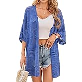 GRACE KARIN Womens Summer Short Sleeve Crochet Cardigan Sweaters Lightweight 2026 Oversized Knit Boho Kimono Cardigans