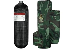 TUXING 4500psi 6.8L/414ci Carbon Fiber Paintball HPA Air Tank with PCP Air System Dual Gauge Valve and Carrier Bag