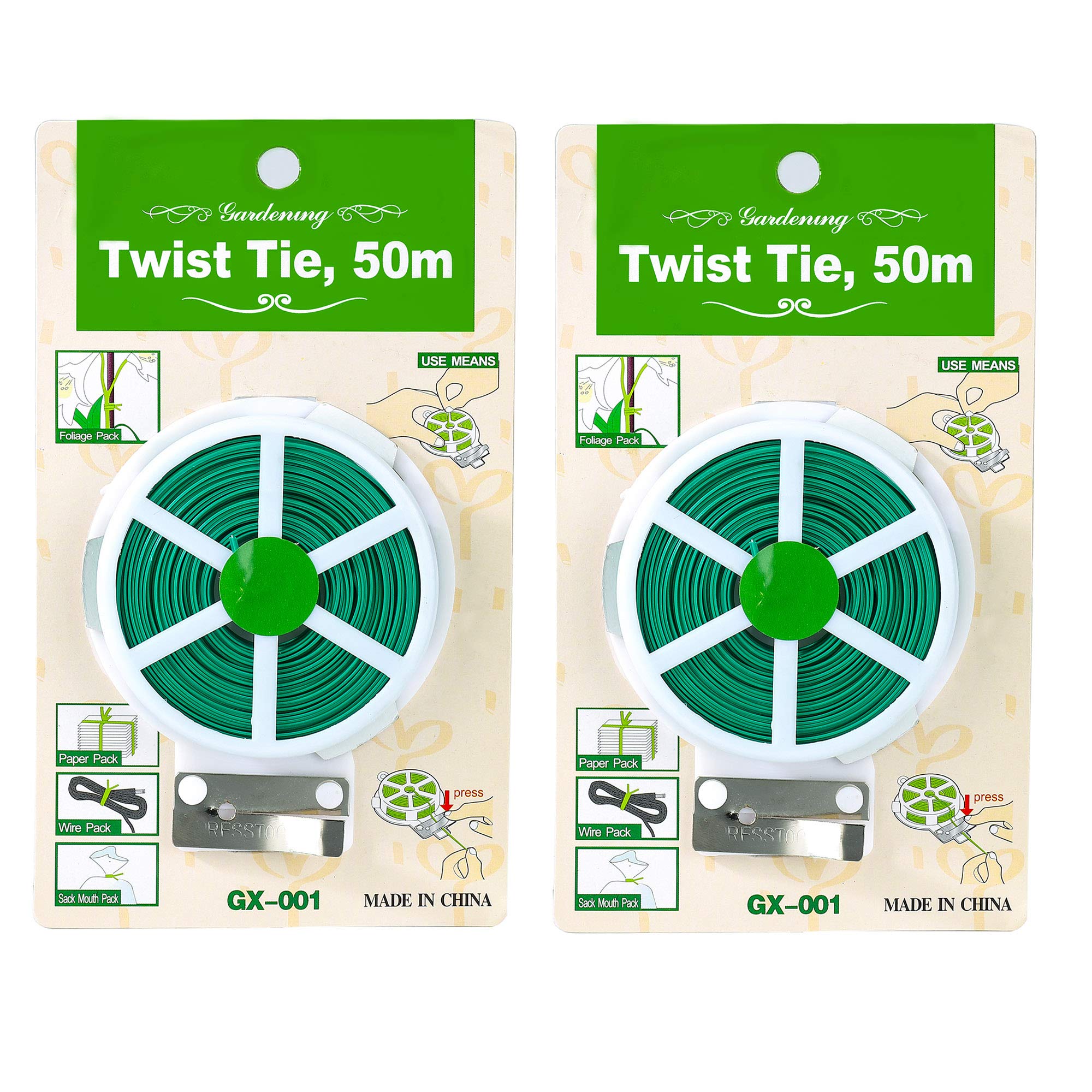 MengH-SHOP Garden Plant Twist Tie Plastic Coated Plant Ties Reusable Sturdy Tree Tie Wire with Cutter for Gardening Plants Tree Flower and Organizing Home Cables 2 Rolls 328 Feet (Green)