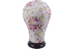 YANTAISIYU 1 Piece Canvas Block Head Mannequin Head for Hair Extension Lace Wigs Making and Display Styling (Pink 23")