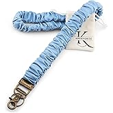 MyfavoriteK Stretchy Scrunchie Teacher Lanyard for ID Badges Denim-Style Neck Lanyard with Retractable Badge Holder for Keys