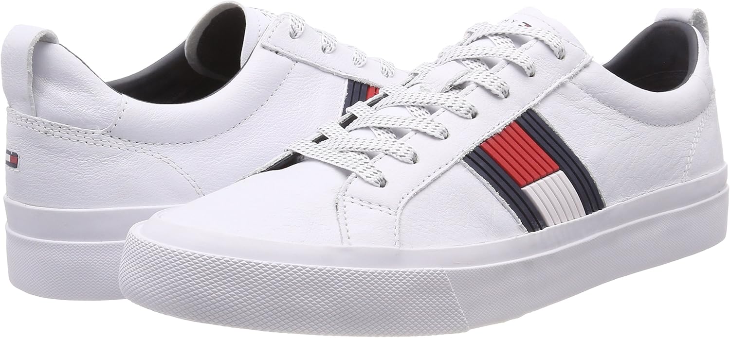 tommy hilfiger white & navy flag detail sneaker trainers