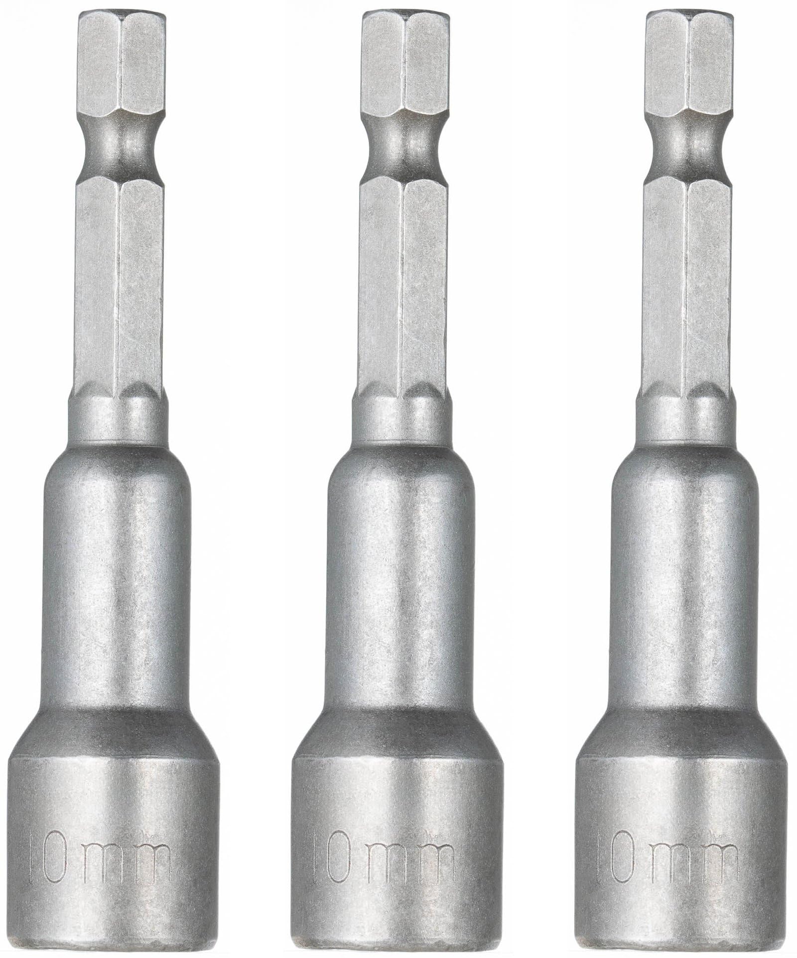 YoiYee 10mm Hex Nut Driver Set with Magnetic Quick-Change Shank, Chrome Vanadium Steel, 65mm Length - Sandblasted Finish, 3 Pieces
