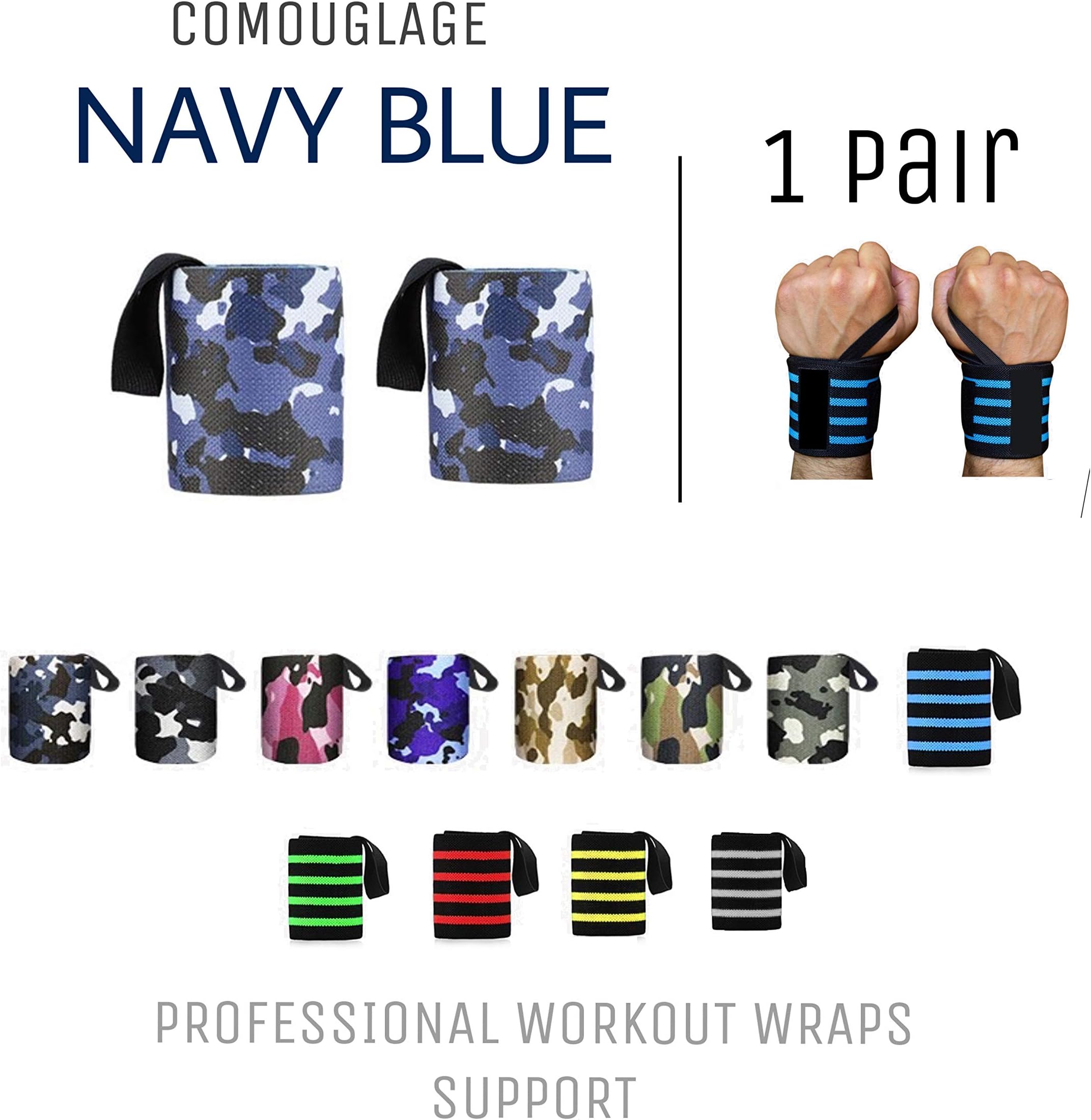 Privfit Wrist Wraps 18" Professional Grade with Thumb Loops - Wrist Support Braces for Men & Women - Weight Lifting, Xfit, Powerlifting, Strength Training