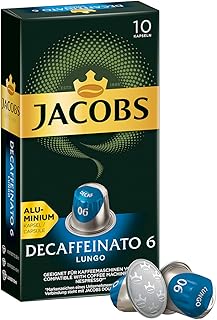 Jacobs Espresso Kaffeekapseln Lungo Decaffeinato- Intensität 6- 100 Nespresso®* kompatible Kapseln, 10er Pack (10 x 52 g)