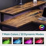Bestier 147CM L-Shaped Desk with Power Outlets LED Lights USB Ports view 6