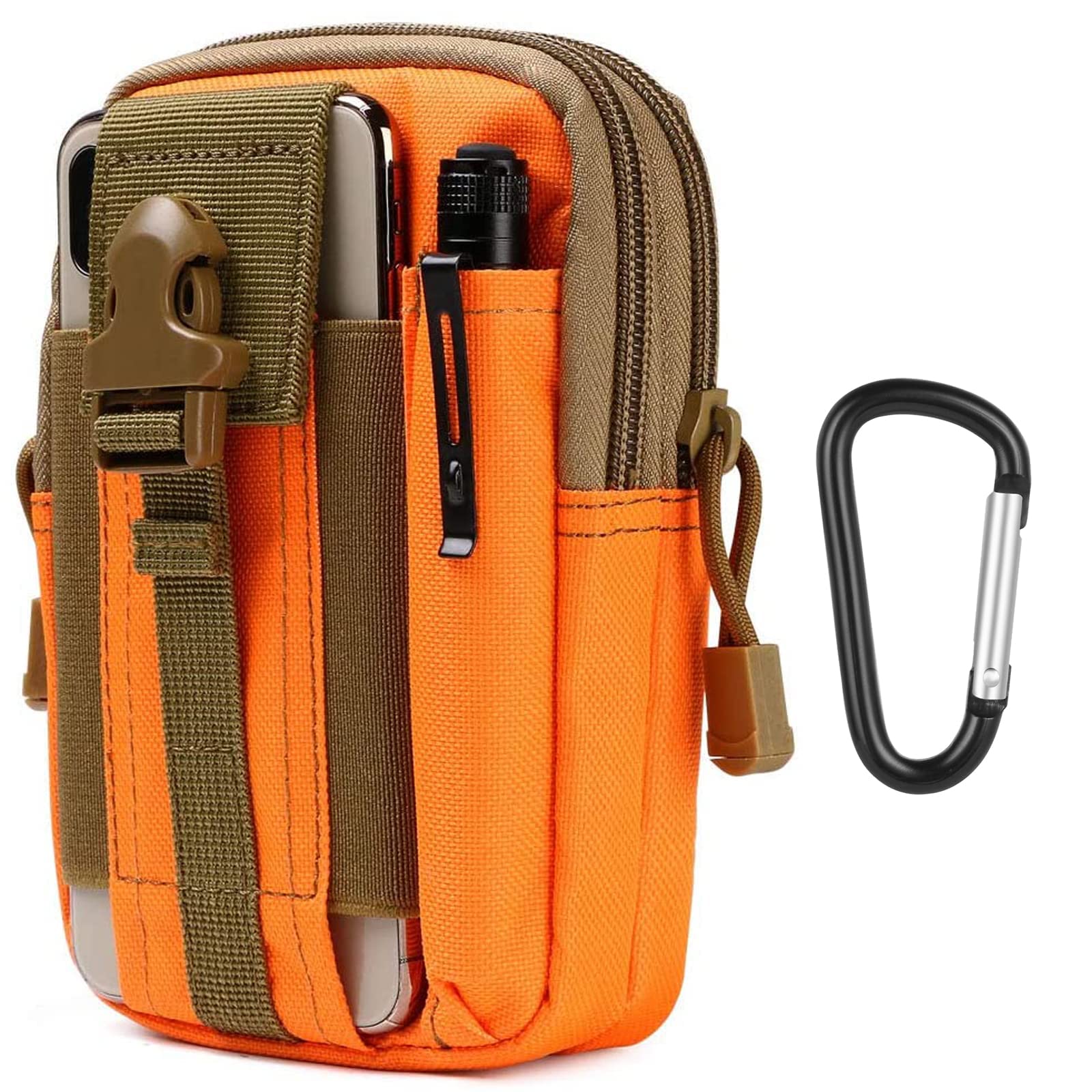 flintronic Tactical Waist Bags, Universal Outdoor Waist Bag | Molle EDC Pouch + Outdoor Hook | Utility Gadget Waist Bag with Cell Phone Holster for Sports, Hiking, Camping, Traveling