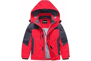 Pursky Boy's Waterproof Ski Jacket Kids Winter Snow Coats Fleece Raincoats Parka