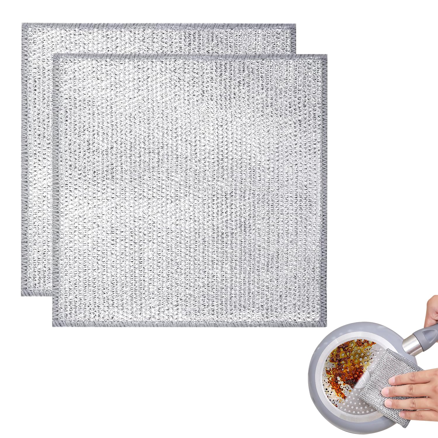 YIGAARUI Wire Dishwashing Cloth Non Scratch Dish Scrubbing Cloth，Multipurpose Wire Dishwashing Rags for Wet and Dry Free Washable Duster for Home,Kitchen