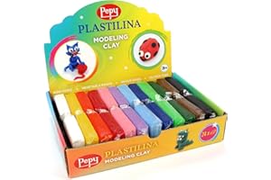 Pepy Plastilina Reusable and Non-Drying Modeling Clay Gift Set; Set of 24 Bars, 1.4 Ounce Each, 2 Each of 12 Colors, Perfect for Arts and Crafts Projects, Multicolor