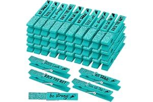 Kigeli 30 Pcs Spirit Clips Cheer Pins Cheerleader Gifts Clothes Pins for Backpacks Competition Glittered for Team Cheer Gifts Stuff Supplies Party Favors Accessories Bulk(Cyan,Shiny)