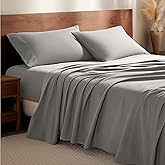 Bare Home Flannel Sheet Set 100% Cotton, Velvety Soft Heavyweight - Double Brushed Flannel - Deep Pocket (Queen, Light Grey)