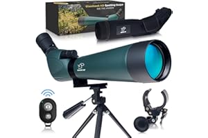 CREATIVE XP Spotting Scopes 20-60x80mm or 20-60x60mm Zoom with FMC Lens, 45 Degree Angled Eyepiece, Fogproof Spotting Scope with Tripod, Compact with Phone Adapter for Birding Watching