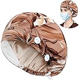 ABAMERICA Bouffant Caps with Button and Sweatband, Adjustable Scrub Caps for Women Men, One Size Multi Color