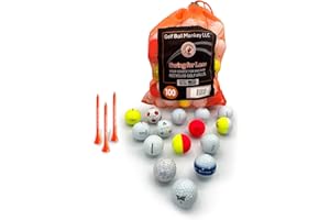 Golf Ball Monkey Pro Series Brand Golf Ball Variety Mix- Pack of Recycled & Used Pro Golf Balls from Top Brands in a Mix of Mint & Near Mint Condition w/ 15 Tees &MeshBag -Bulk Golf Tees and Balls Set