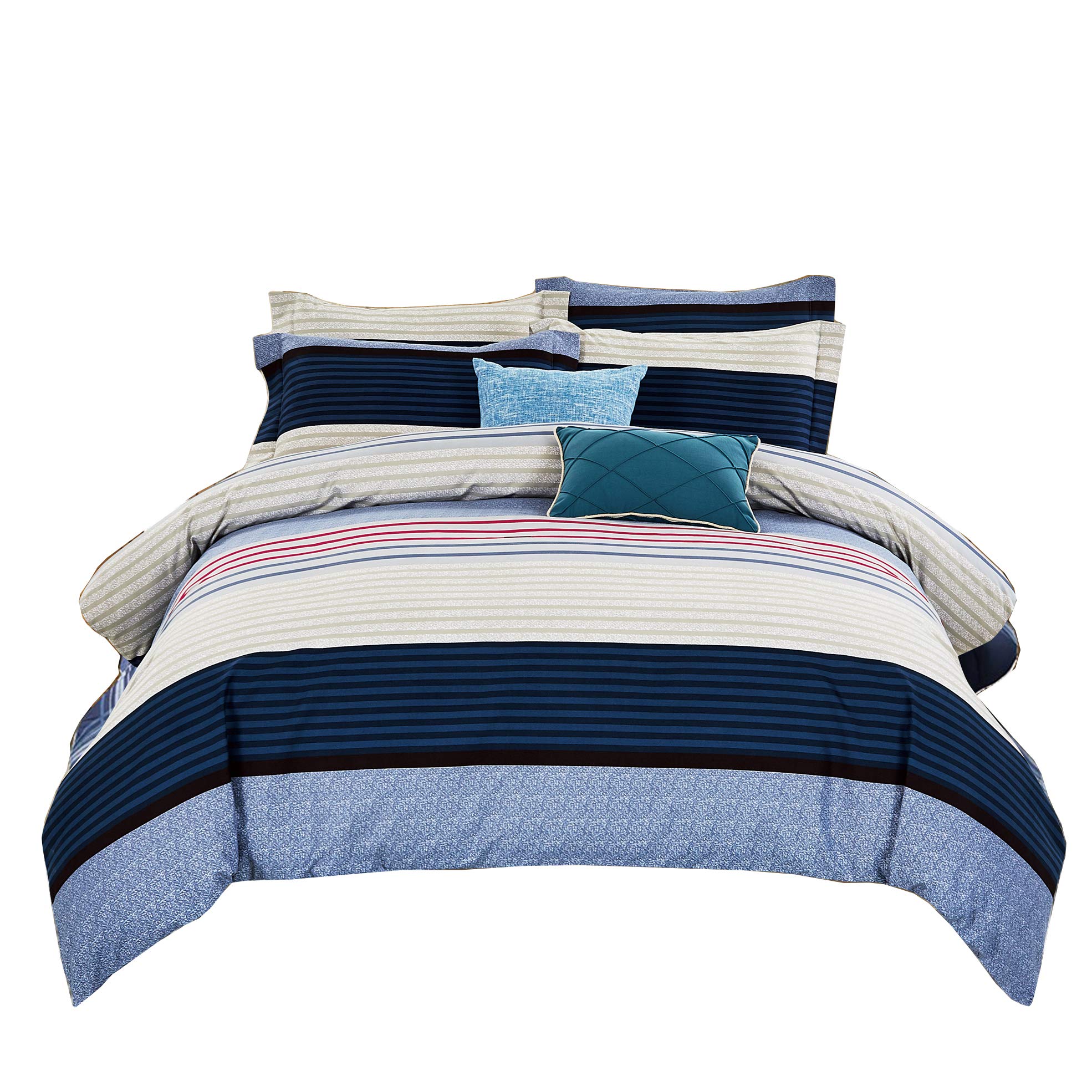 DelbouTree Striped Duvet Cover Cover with Zipper Closure