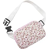 JOVAKIT Quilted Cotton Fanny Pack for Women Girls, Fashion Waist Packs with Adjustable Strap, Floral Coquette Running Waist Packs, Zipper Fanny Pack Crossbody Bags Travel Storage Bag (Red)