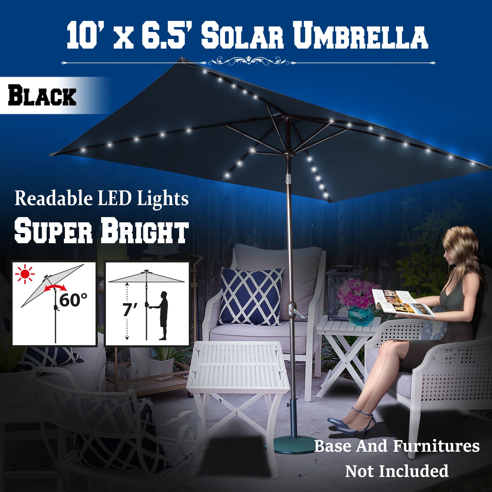 Benefitusa 10 X6 5 Solar Patio Umbrella Buy Online In India At Desertcart