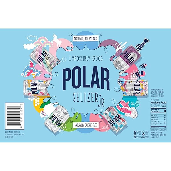 POLAR SELTZER JR VARIETY PACK, 7.5 FL OZ CANS, PACK OF 24 SIX FLAVORS, MINI CANS, NO SUGAR, NO SWEETENERS