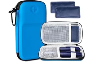 SMYV Insulin Cooler Travel Case with 2 TSA Approved Ice Packs, Medication Cooler for Diabetic Supplies, Compact for Daily Life and Trip (Blue)