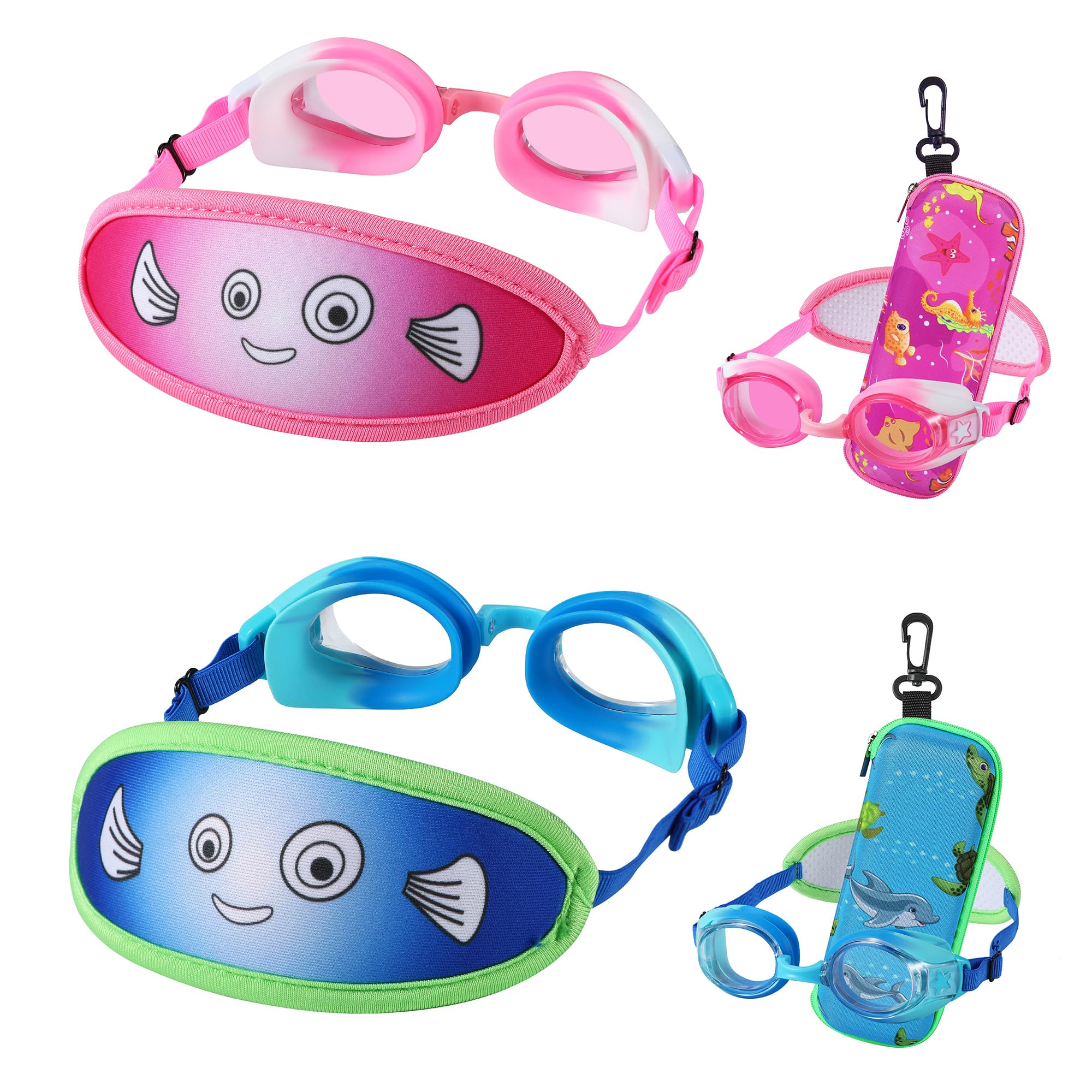 RUIGAO Kids Swim Goggles Age 2-6, Toddler Goggles No Hair Pull,Child Goggles Padded HeadBand