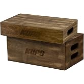Kupo Brown Stained Apple Box Set Including Half and Full Size Units, Crafted from Antique Oak Birchwood, Providing Versatile Elevation, Seating, and Support (KG037912)