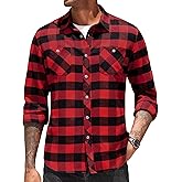 COOFANDY Men's Flannel Plaid Shirts Long Sleeve Casual Button Down Shirt with Pockets