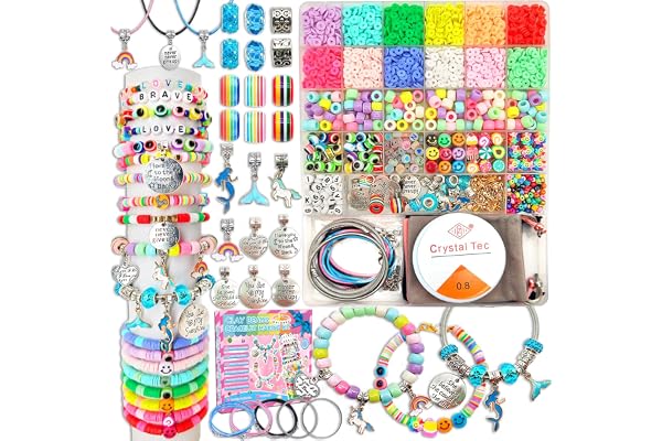 leitait Girls Toys Bracelet Making Kit -3400pcs Beads for Charm Jewelry Making Kit Supplies, Unicorn/Mermaid Crafts Birthday