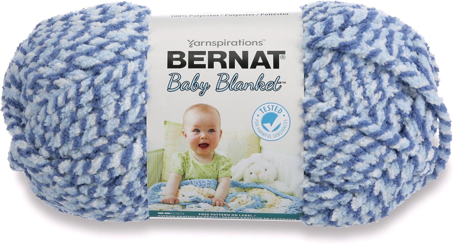Bernat Baby Blanket Twist Yarn, 3.5 Ounce, Blue Twist,16114747128