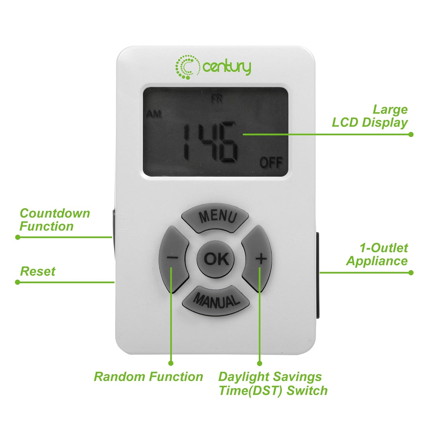 CENTURY 7 Day Weekly Programmable Digital Timer Outlet Switch with Countdown 680474115532 eBay