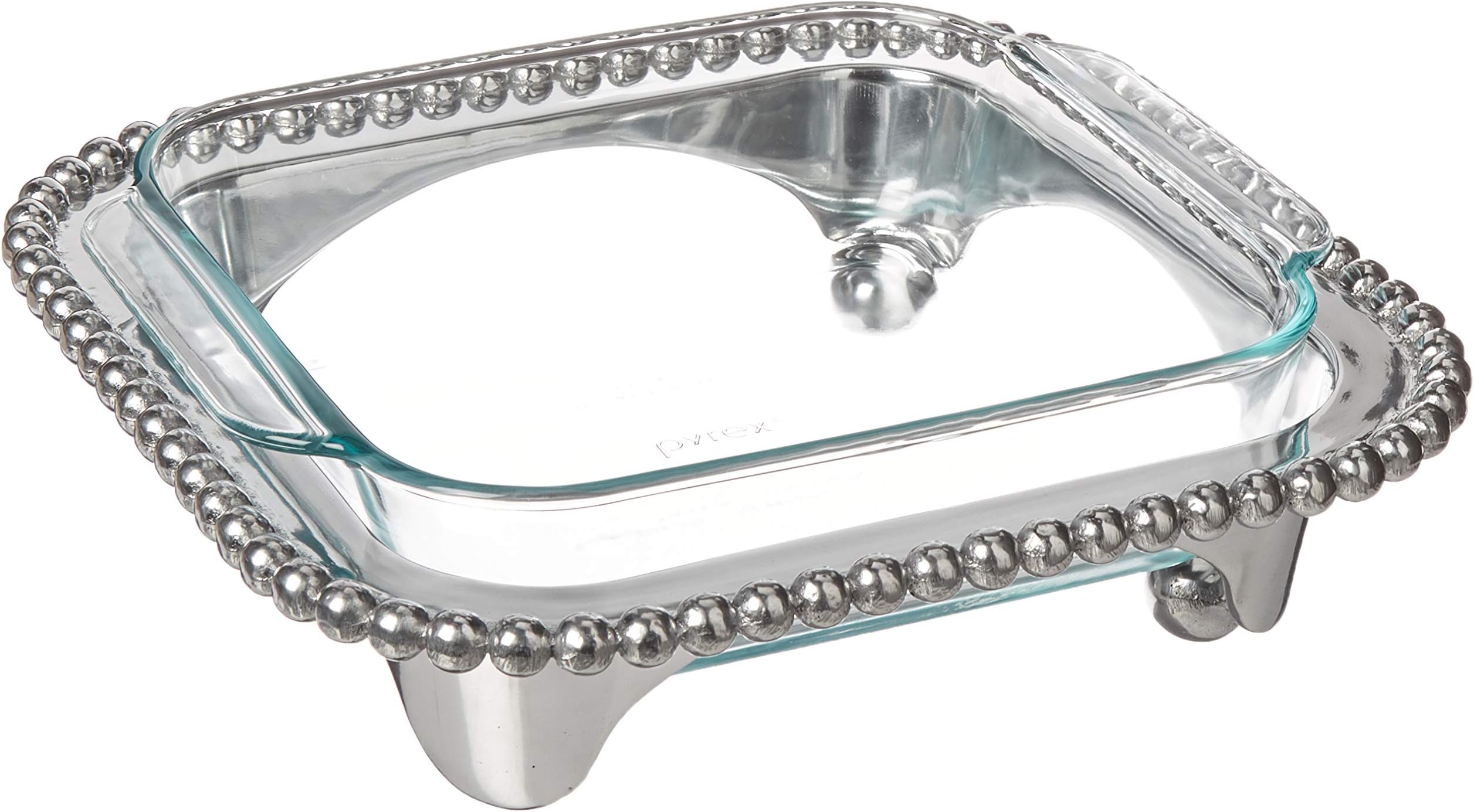 MARIPOSA Pearled Square Casserole Caddy, Silver
