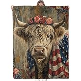 Bidesk Cute Highland Cow Blanket - Ultra Soft, Cozy, Lightweight, Warm & Fuzzy Flannel Throw Blankets, Ideal for Couch, Bed, Travel & Outdoor Use - for Men Women Adults Kids 60"×50"
