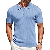 COOFANDY Mens Knit Polo Shirts Short Sleeve Casual Textured Polo T Shirt Summer Ribbed Collared Golf Shirts
