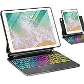 TabletKeyer Magic for iPad 6th 5th Generation 2017 2018 Air 2 9.7inch Case with Keyboard, Trackpad Floating Rainbow Backlit TouchPad Keypad with Cantilever Magnetic Cover for iPad 5 6 Gen Black