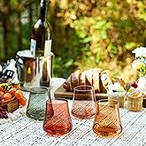 Imourari Crystal Stemless Wine Glasses: Set of 4-15oz Cute Brown Hand Blown Amber No Stem Wine Glass for Fall Autumn Winter Dinner