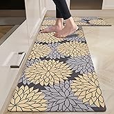 HEBE Anti Fatigue Kitchen Rug Sets 2 Piece Non Slip Kitchen Mats for Floor Cushioned Kitchen Rugs and Mats Waterproof Comfort Standing Mat Runner for Kitchen,Home Office,Sink,Laundry